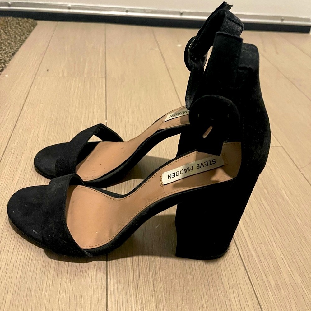 Steve Madden Suede Black Heel Sandals